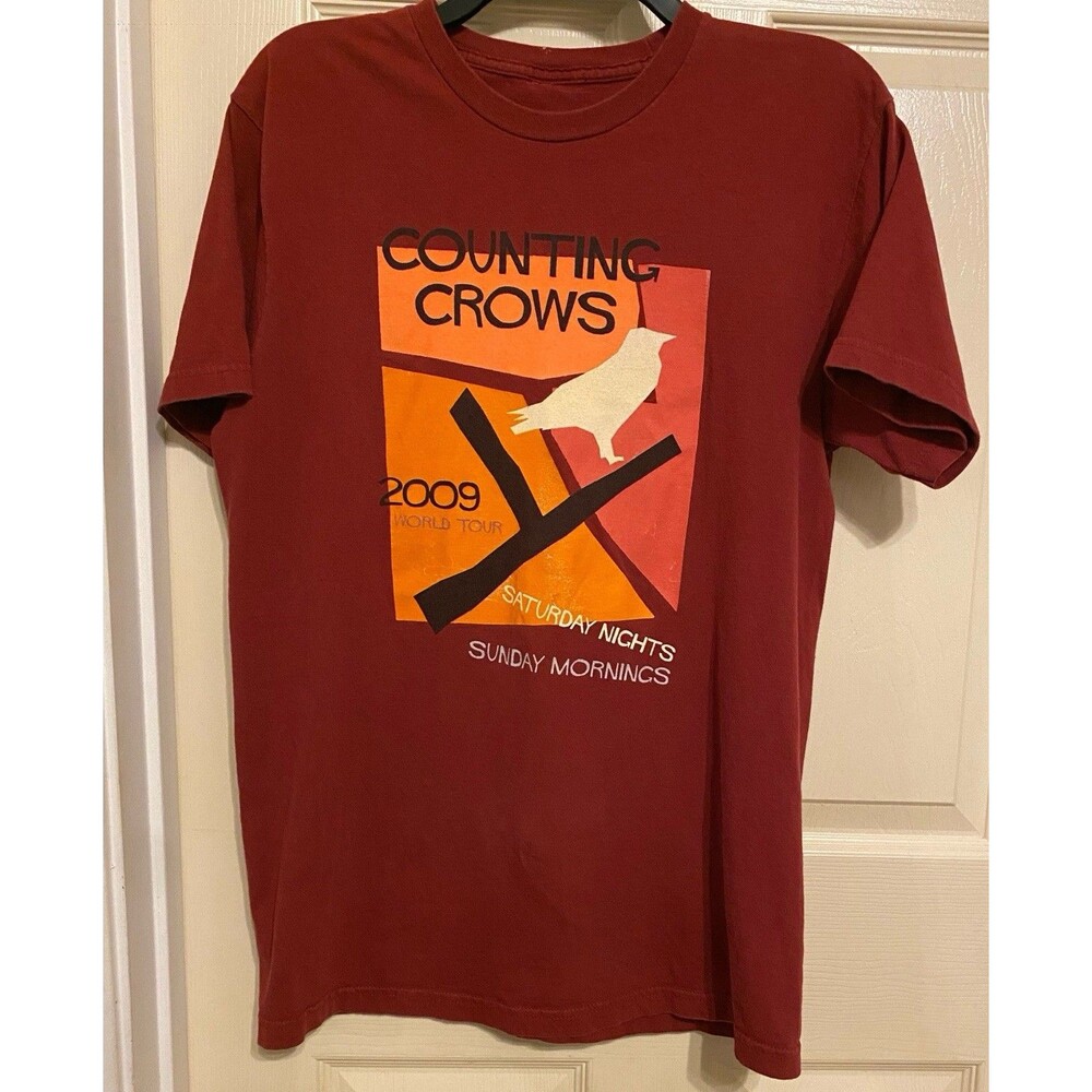 Counting Crows 2009 World Tour T Shirt Medium Red Saturday Nights Sunday Morning